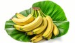 © Saabiq - Banana bunch over green banana leaves isolated on white background