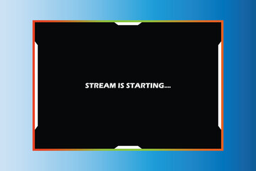 Game stream frames. Glow theme for live conference of gaming streamers, hud frame twitch streaming media gamer broadcast webcam box video screen, garish vector illustration of game screen futuristic
