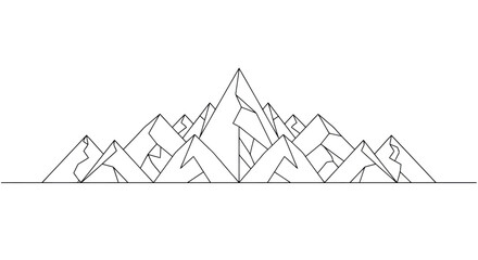 Mountain range outline minimalist vector illustration isolated on white background for logo design