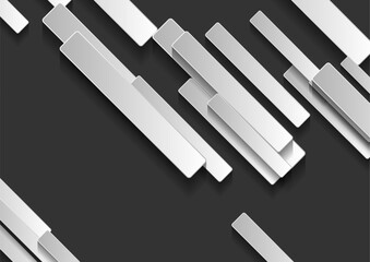 Wall Mural - Black and white geometric technology stripes abstract background. Vector concept design