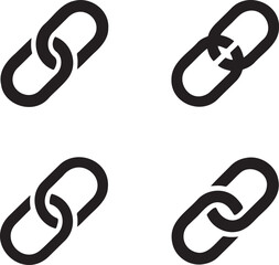 Minimalist Chain Link Icon Set – Black Connection Symbols in 2x2 Grid Design 
