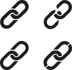 Minimalist Chain Link Icon Set – Black Connection Symbols in 2x2 Grid Design 