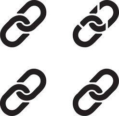 Minimalist Chain Link Icon Set – Black Connection Symbols in 2x2 Grid Design 