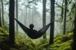 © matucha12 - Serene reading in hammock amidst misty forest