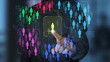© tadamichi - Niche marketing and segmentation strategy. Market research and statistical data. Marketer touching people icons.