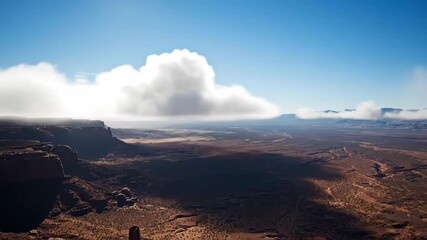 Wall Mural - Fascinating timelapse of clouds forming and dissolving over an arid, rugged desert landscape extreme, dissolving, climate