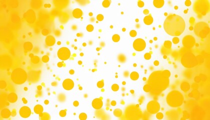 Wall Mural - golden bokeh bubbles glow in soft abstract light swirl with bright yellow circles floating on white backdrop ideal for festive banner or minimalist wallpaper background designs