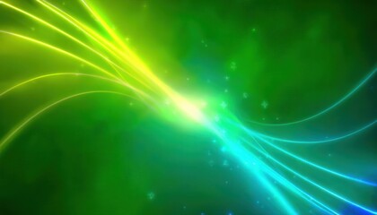 Wall Mural - neon abstract energy swirl with luminous green and blue light trails crossing in cosmic motion over dark space background ideal for immersive wallpaper or dynamic banner design with copy space 