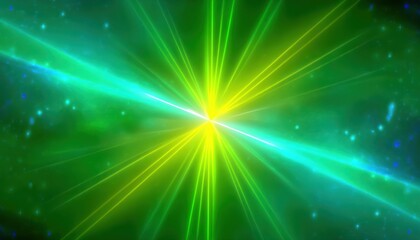 Wall Mural - neon abstract energy swirl with luminous green and blue light trails crossing in cosmic motion over dark space background ideal for immersive wallpaper or dynamic banner design with copy space 