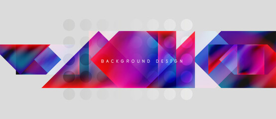 Wall Mural - Abstract geometric shapes, vibrant colors, modern design. Background features gradients, white dots, text element. Minimalist style.