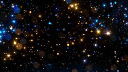Wall Mural - Abstract motion background shining colorfull particles. Shimmering Glittering Particles With Bokeh. Popular, modern, christmas, new year, holiday, wedding background, 2026. 4K loop video animation