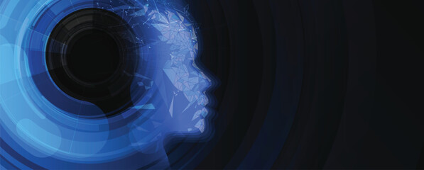 Abstract particles network and artificial intelligence background