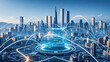 © 支青 吴 - Smart city technology network connection big data business background