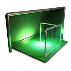 3d futuristic green light display with goal frame