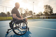 © Austockphoto - disabled tennis player in wheelchair on tennis court