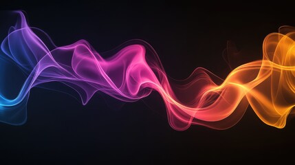 Canvas Print - Colorful abstract wave flowing on dark background