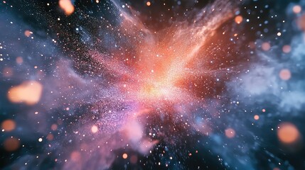 Wall Mural - Cosmic dust cloud representing explosion and energy spreading