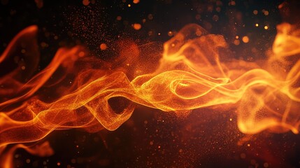 Wall Mural - Flowing fiery abstract energy burning in dark background