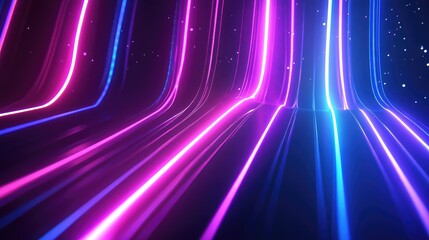 Canvas Print - Abstract glowing neon lines moving fast in futuristic style