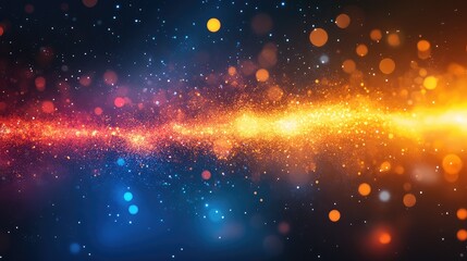 Wall Mural - Abstract orange and blue galaxy exploding particle stream