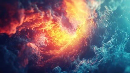 Wall Mural - Abstract cosmic nebula forming fire and ice light