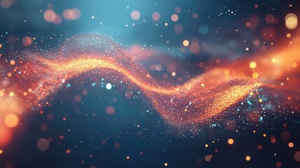 Canvas Print - Digital particle wave forming abstract light energy flow