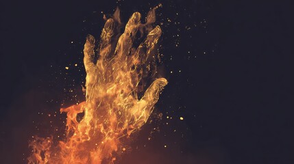 Wall Mural - Burning hand creating fire power and heat