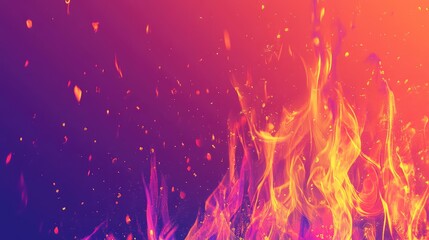 Wall Mural - Vibrant abstract flames burning with fiery sparks