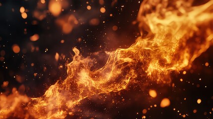 Wall Mural - Abstract fire energy creating swirling burning particles