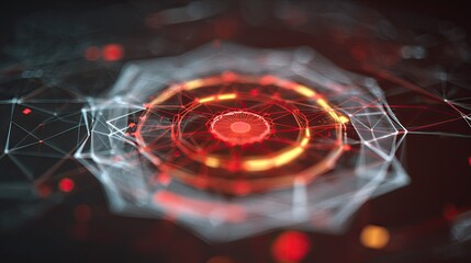 Wall Mural - Abstract technology network generating data with glowing red elements