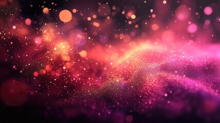 Wall Mural - Abstract glowing bokeh background generating pink particles