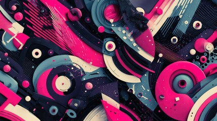 Wall Mural - Abstract geometric shapes creating vibrant dynamic composition