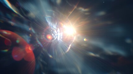 Wall Mural - Abstract cosmic light burst with colorful lens flares