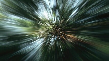 Wall Mural - Abstract speed light trails zooming through a forest