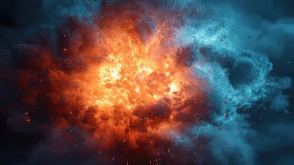 Wall Mural - Explosion bursting with vibrant flames and smoke