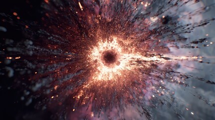 Wall Mural - Cosmic explosion creating light and particles spreading