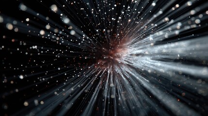 Wall Mural - Abstract particle explosion creating light rays in dark space