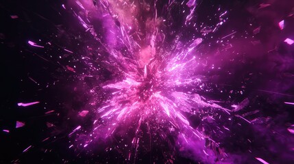 Wall Mural - Abstract exploding light particles creating dynamic purple energy background