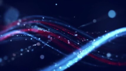 Wall Mural - Abstract Background with Wavy Lines and Particle Effects on Dark Backdrop