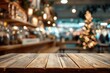 © Igor - Empty wooden table with blurred festive Christmas lights
