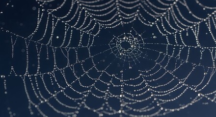 Spider Web Dew Drops Dark Background
