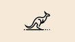 © ria - Minimalist jumping kangaroo line art illustration on a plain background, abstract animal icon, simple marsupial symbol