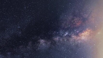 Wall Mural -  Starry sky timelapse background. Beautiful night sky with Milky Way galaxy on dark sky.
