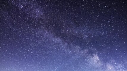 Wall Mural -  Starry sky timelapse background. Beautiful night sky with Milky Way galaxy on dark sky.