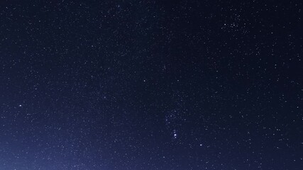 Wall Mural -  Starry sky timelapse background. Beautiful night sky with Milky Way galaxy on dark sky.