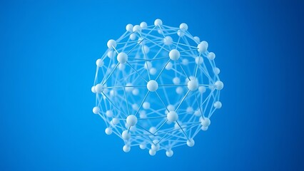 Futuristic blue and white spherical structure with interconnected nodes, symbolizing networks.