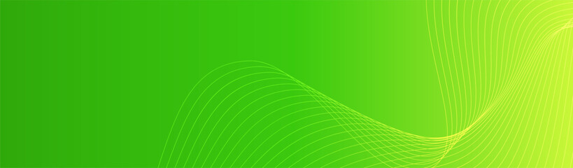Wall Mural - Green gradient abstract creative background with wavy lines. Vector fresh long banner backdrop