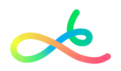 Wall Mural - Colorful gradient twisted line. Vector bright loop creative ribbon abstract design element