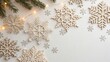 © EmmiY - Paper Cut Snowflakes on White Winter Background - 1
