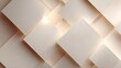 © kirania - Geometric composition showcases overlapping square shapes in varying shades of beige with illuminated spaces creating soft shadows and visual depth, forming an abstract, elegant design.